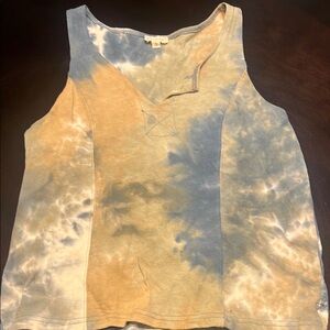 Blue and Tan Tank Top with Stylish Design